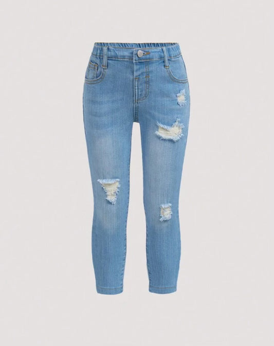 Girl's Light Distressed Denim Jeans