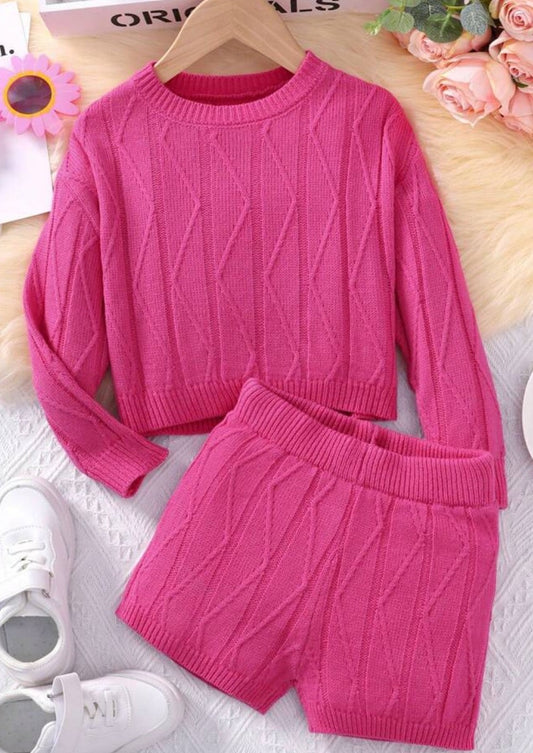 Pink Burst Long Sleeve Sweater Set